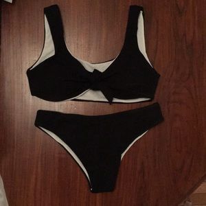 Black Ribbed Bikini - Size L